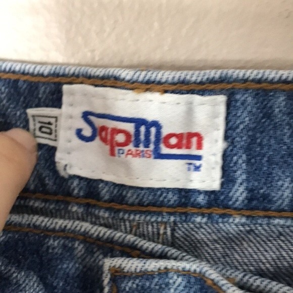 Vintage Sap Man denim jeans with leather details around pockets area size 10 - Picture 7 of 15